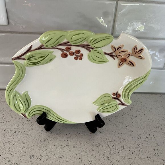 Vintage Hand-Painted Holland Mold Trinket Bowl Tray Floral Rare Find USA 1960's - Picture 3 of 9